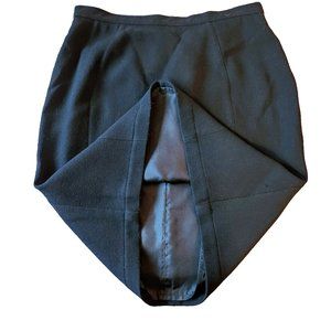 100% FINE WOOL VINTAGE SZ 44 THIERRY MUGLER BLACK MINI SKIRT FULLY LINED SILK